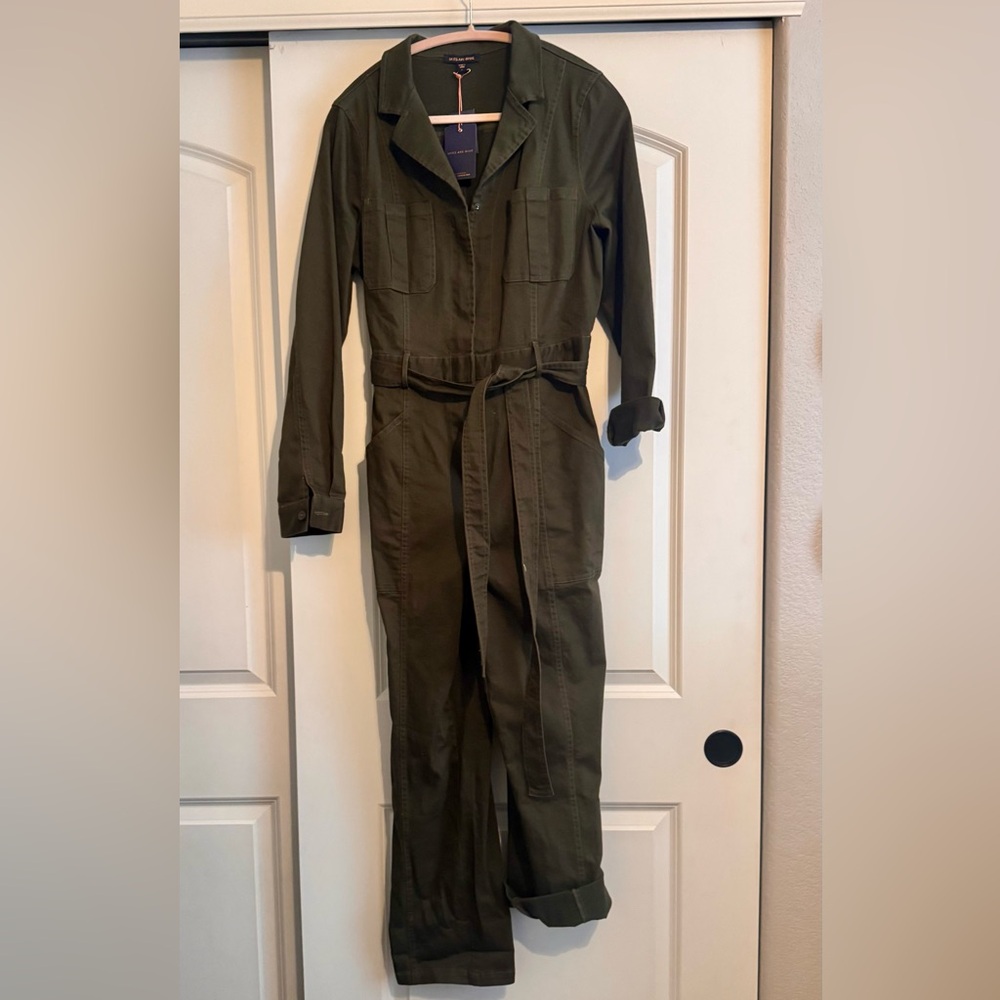 SKIES ARE BLUE OLIVE GREEN JUMPSUIT SZ L